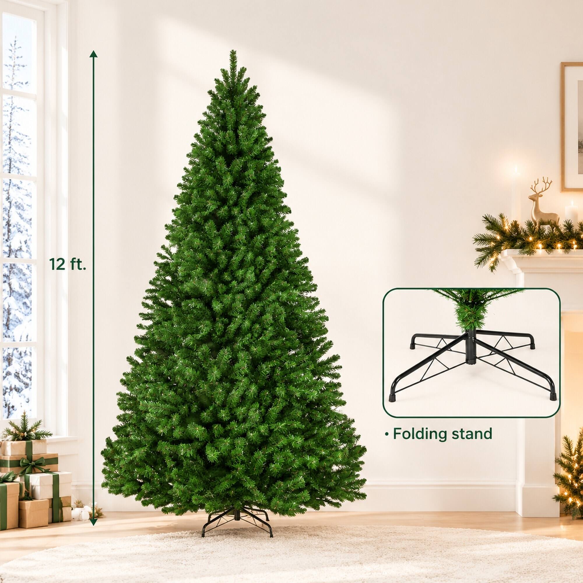 12 ft.  
Folding stand
