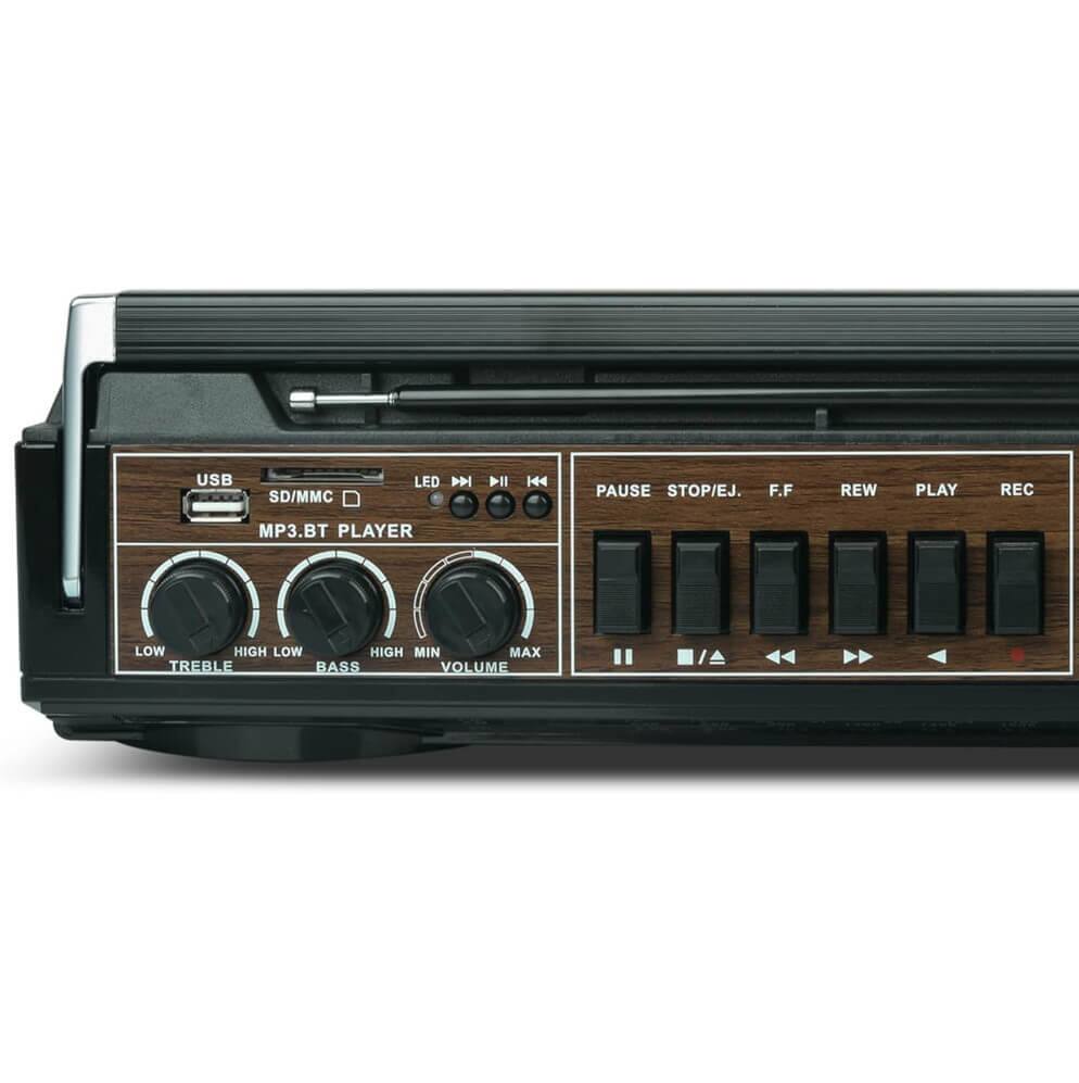 USB SD/MMC LED D II 144 PAUSE STOP/EJ. F.F REW PLAY REC MP3.BT PLAYER LOW HIGH LOW HIGH MIN MAX TREBLE BASS VOLUME