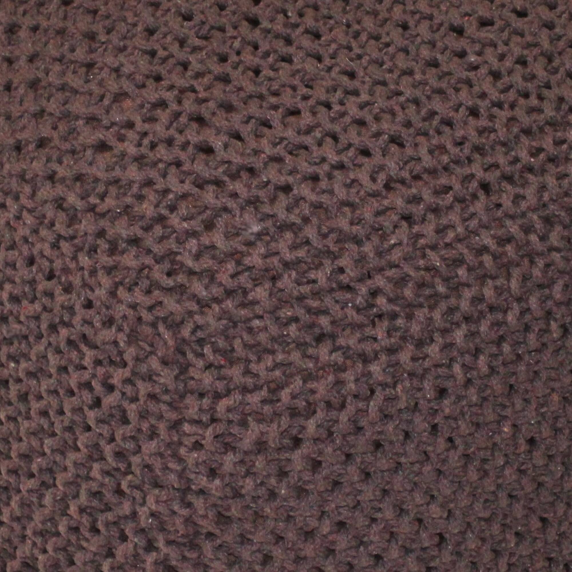 Alt View 3. GOODSILO - Handmade Cable Knit Semi-Round Pouf Footrest for Living Room or Bedroom, Soft Cotton Accent Seating - Brown.