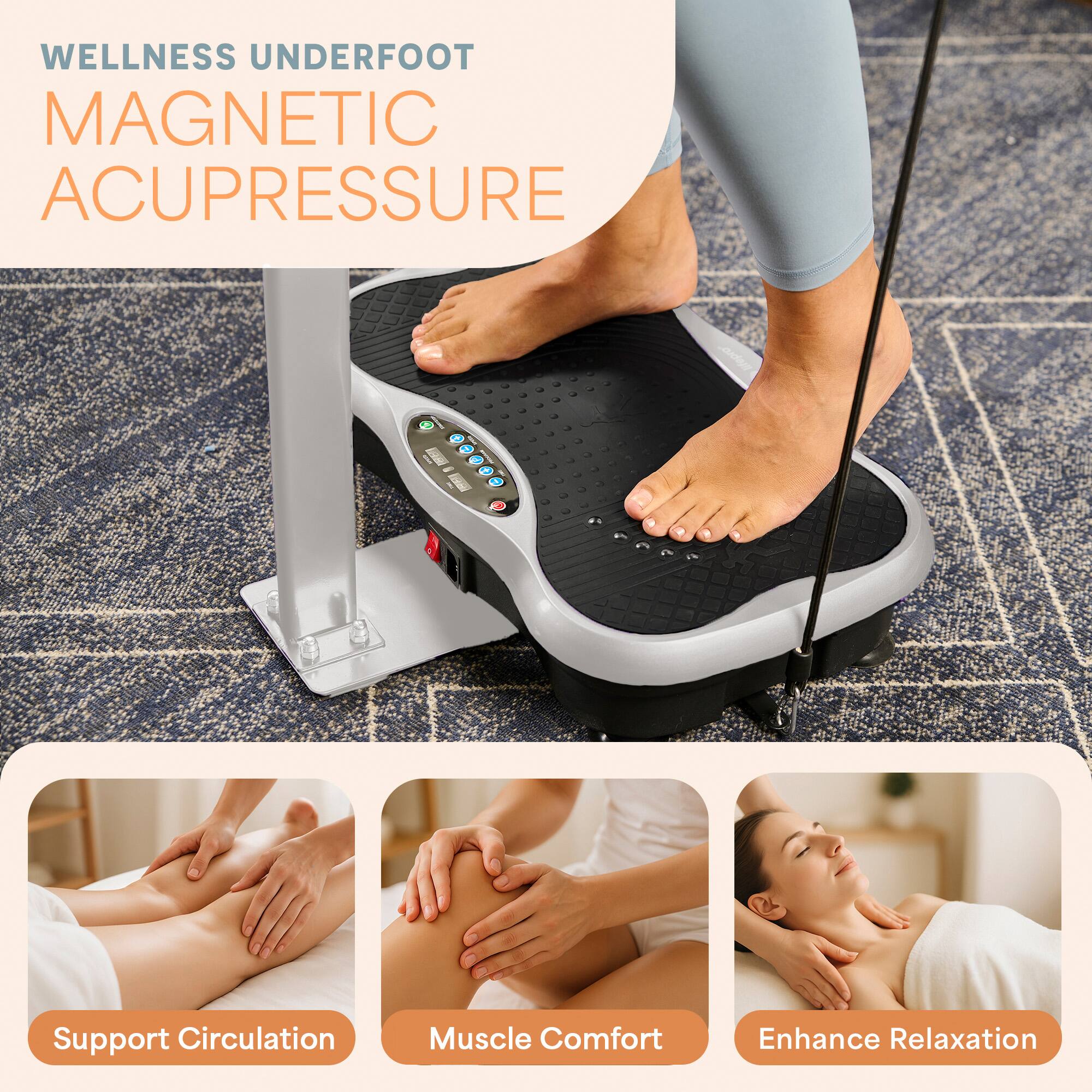 WELLNESS UNDERFOOT  
MAGNETIC ACUPRESSURE  

- Support Circulation  
- Muscle Comfort  
- Enhance Relaxation