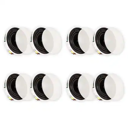 Front. Theater Solutions by Goldwood - TSQ670 in Ceiling 70 Volt 6.5" Speakers Quick Install 4 Pair Pack - Paintable White.