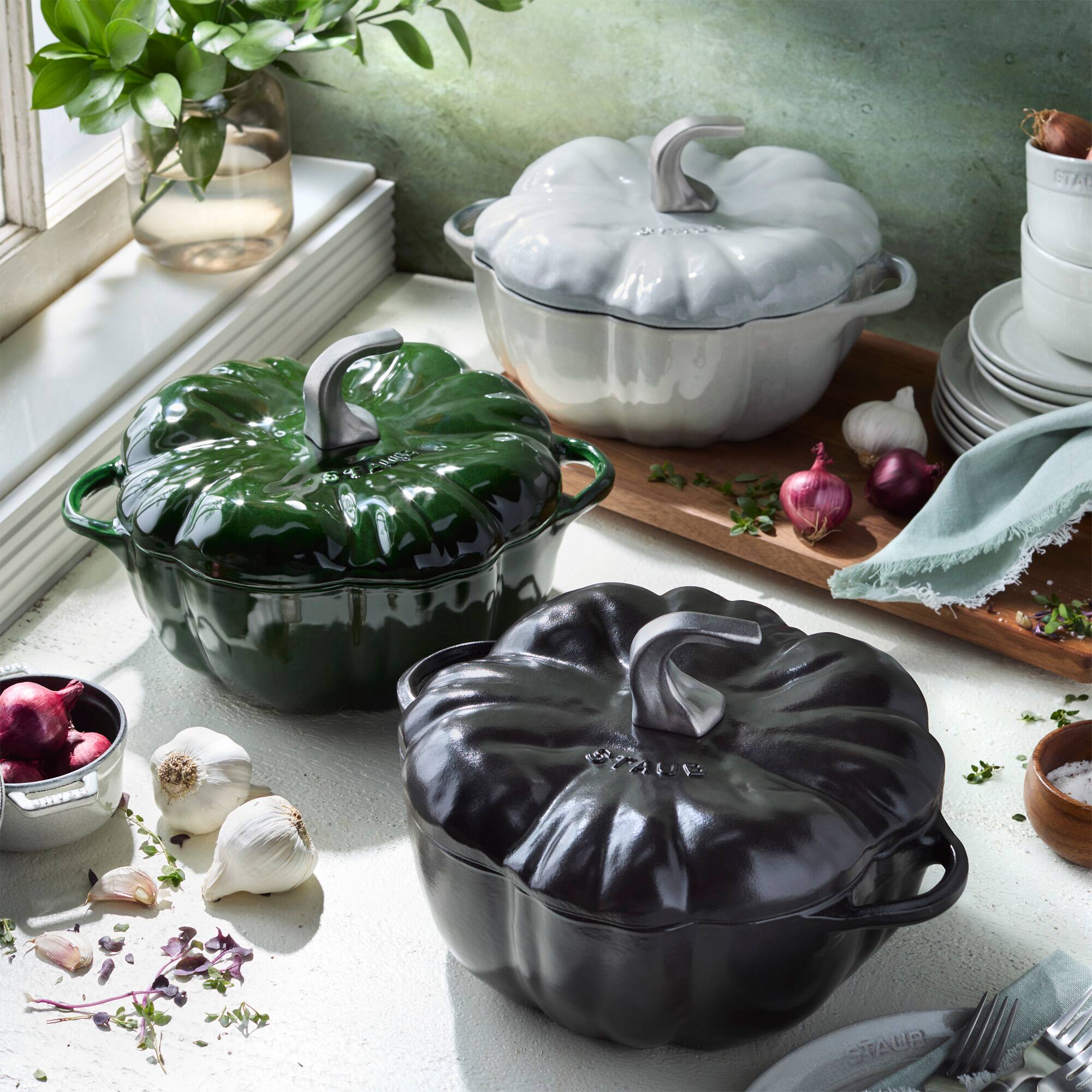 Staub Cast Iron 3.5 qt Pumpkin Cocotte with Stainless Steel Knob