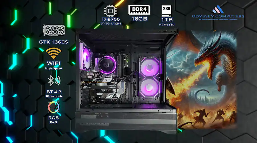 Odyssey Gaming Computer Odyssey Computers Widow V3 Gaming Desktop, Intel Core i7 upto 4.7GHz ...