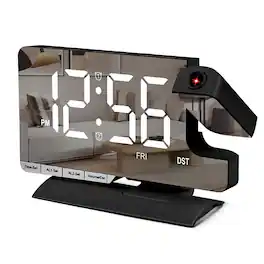 Dazzed Corner - Mirror Digital Clock,Alarm Clock Bedside with Projection - Black