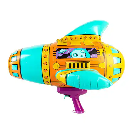 Front. SwimWays - 20" Teal, Orange and Purple Inflatable Spaceship Water Blaster - Orange.