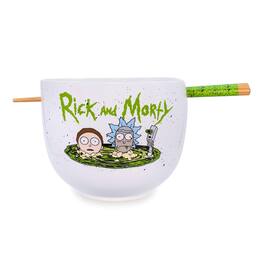 Silver Buffalo - Rick and Morty Portal Japanese Dinnerware Set | 20-Ounce Ramen Bowl, Chopsticks - Green