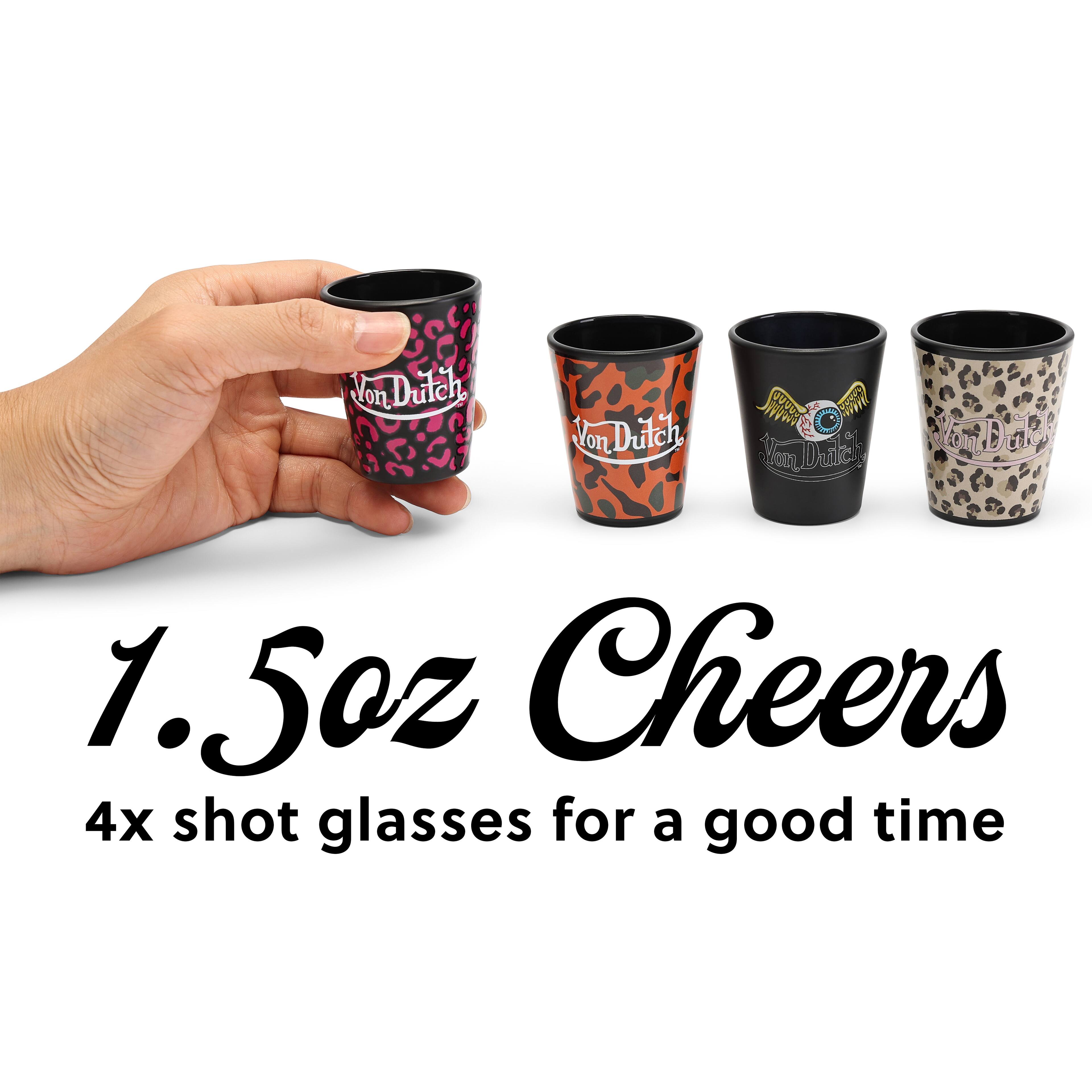 MonDatch  
LanDaten  
CHANNES Milu Fanthis  
COM  
1.5oz Cheers 4x shot glasses for a good time