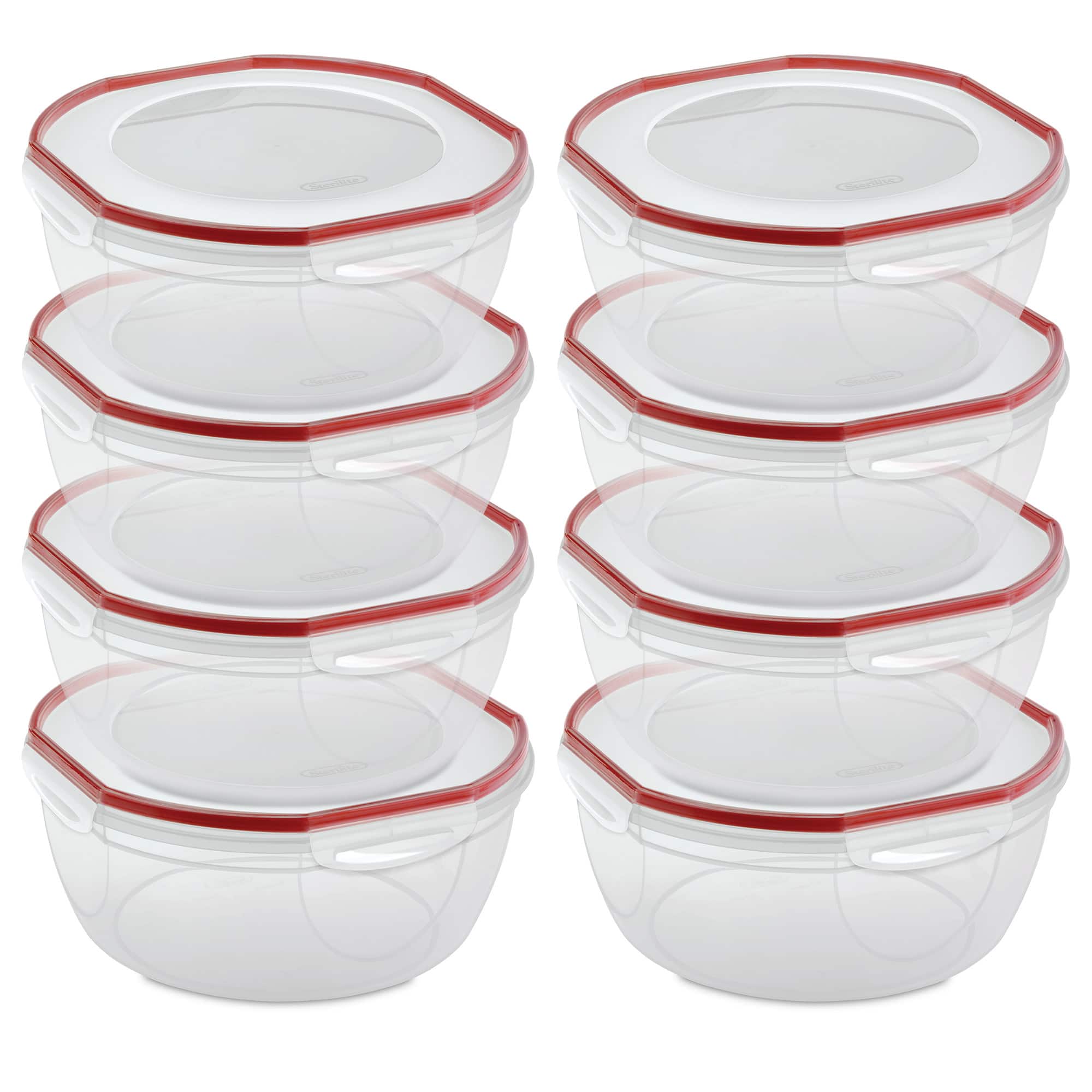 Sterilite - Ultra Seal 8.10 Quart Plastic Food Storage Bowl Container, 8 Pack - Clear