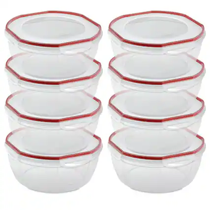 Front. Sterilite - Sterilite Ultra Seal 8.10 Quart Plastic Food Storage Bowl Container, 8 Pack - Clear.