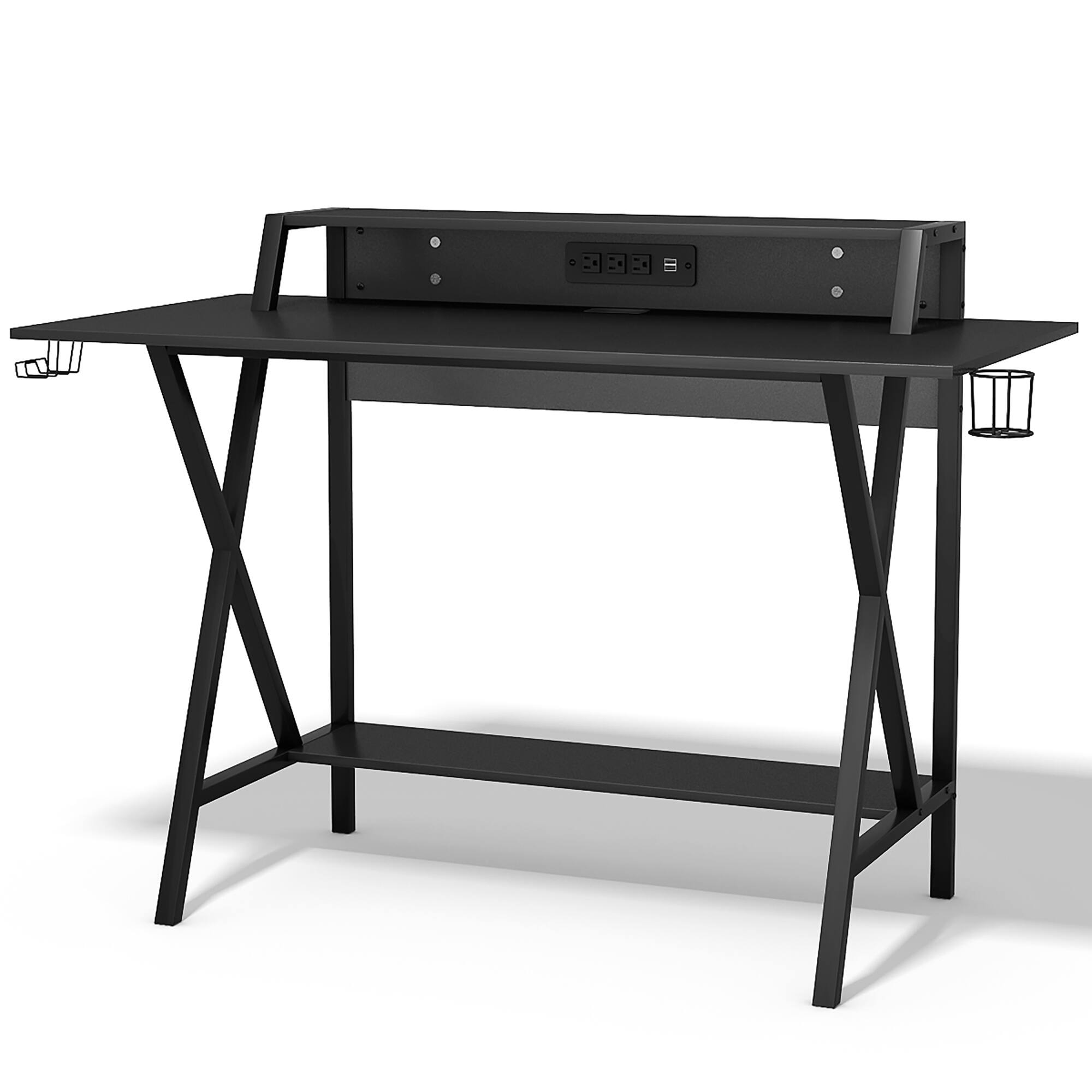 Alt View 13. Costway - All-In-One Professional Gaming Desk with Headphone Storage and Power Outlet - Black.