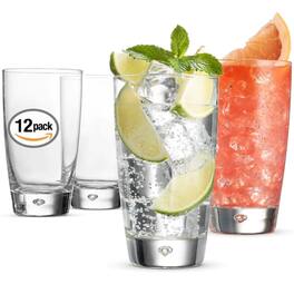 Bormioli Rocco - Luna Glass Tumblers Set of 12, 11.5 oz Tempered Dishwasher Safe - Clear