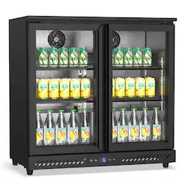 Winado - 7 Cu.Ft Commercial Beverage Refrigerator ETL , Merchandiser Display Refrigerator Beverage Cooler 2 Glass Door , LED - Black