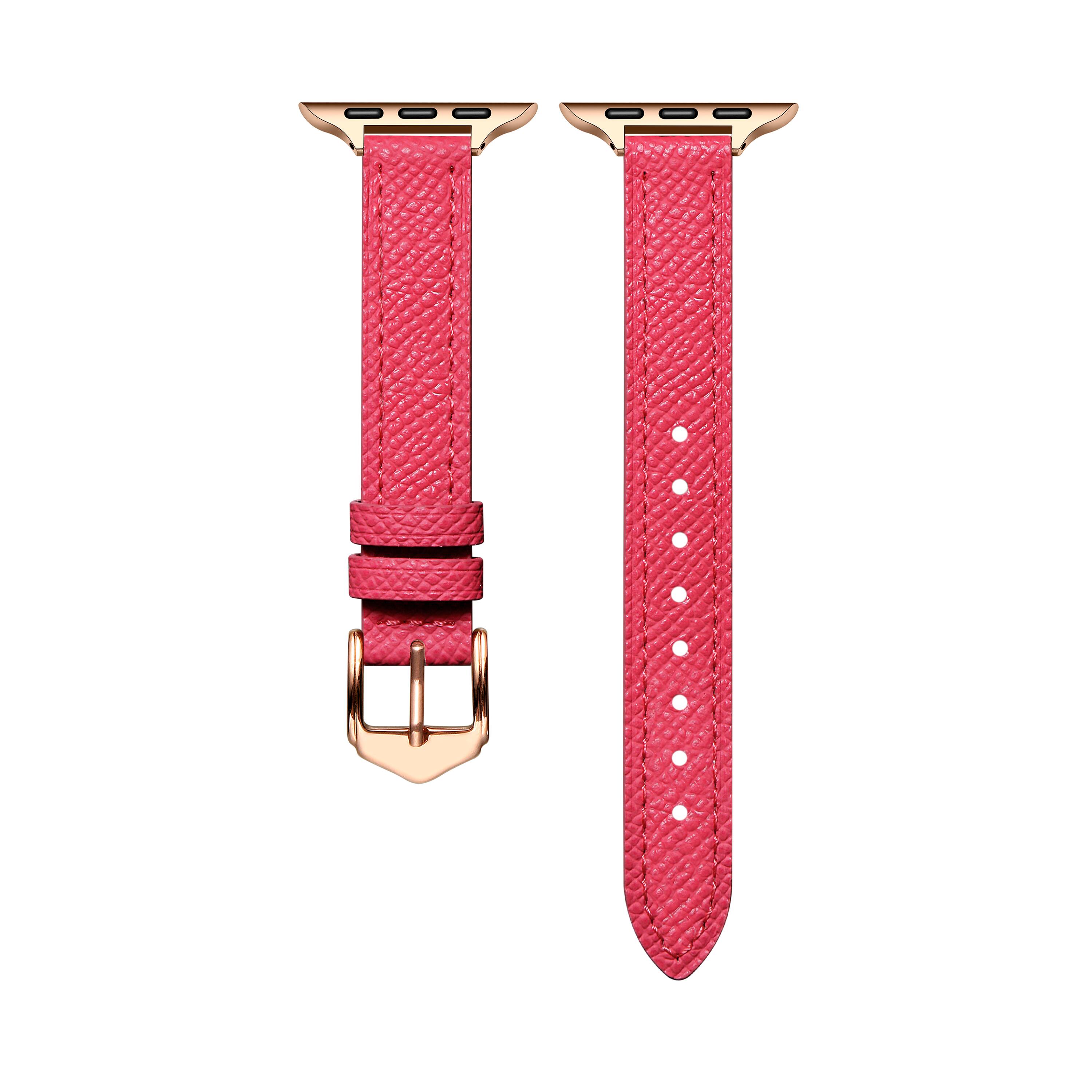 Left. Posh Tech - Cleo Skinny Leather Band for Apple Watch - Hot Pink.