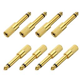 Unique Bargains - 8pcs TS6.35mm M to 3.5mm F Connector Mono Zinc Alloy Adapter for Mics/Guitars/Speakers/pcs Signal Conversion - Gold