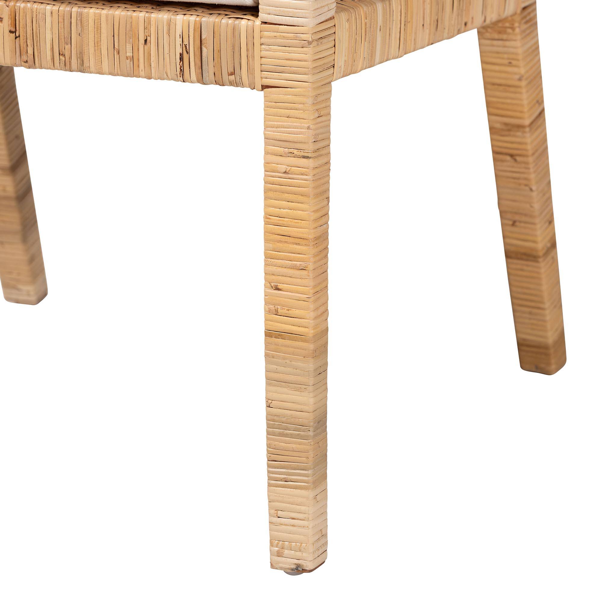 Alt View 2. bali & pari - Alexis Natural Rattan Dining Chair - Handcrafted Wingback Accent Chair with Woven Back and Removable Seat Cushion - Light Honey.