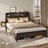 Left. Bestier - Bestier Queen Gaming Bed Frame Golden Stripe Headboard LED Nightstands with Charging Station - Black.