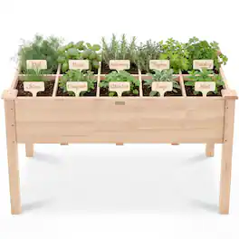 Best Choice Products - Raised Garden Bed Planter Box - Elevated Wooden Herb Vegetable Planter, 10 Grid Sections - Natural