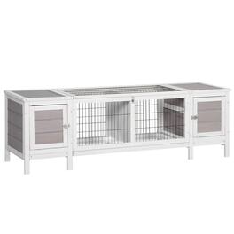 Pawhut - Rabbit Hutch, Bunny Cage, Guinea Pig House with Pull-Out Tray, and Divided Board for Indoor