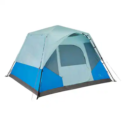 Front. Outbound - Outbound QuickCamp 6 Person 3 Season Cabin Tent with Rainfly and Carry Bag, Blue - Multi.