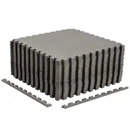 Costway - 24 Pack Interlocking EVA Foam Floor Tiles, 1/2 Inch Thick Puzzle Exercise Mats - Gray