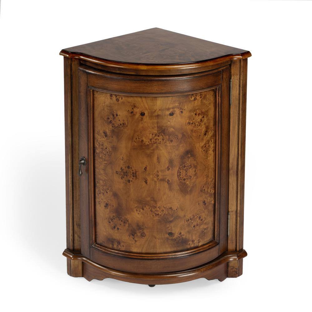 Left. Starlight Canyon Home - Medium Brown Small Corner Cabinet with Doors for Storage and Display - Medium Brown.
