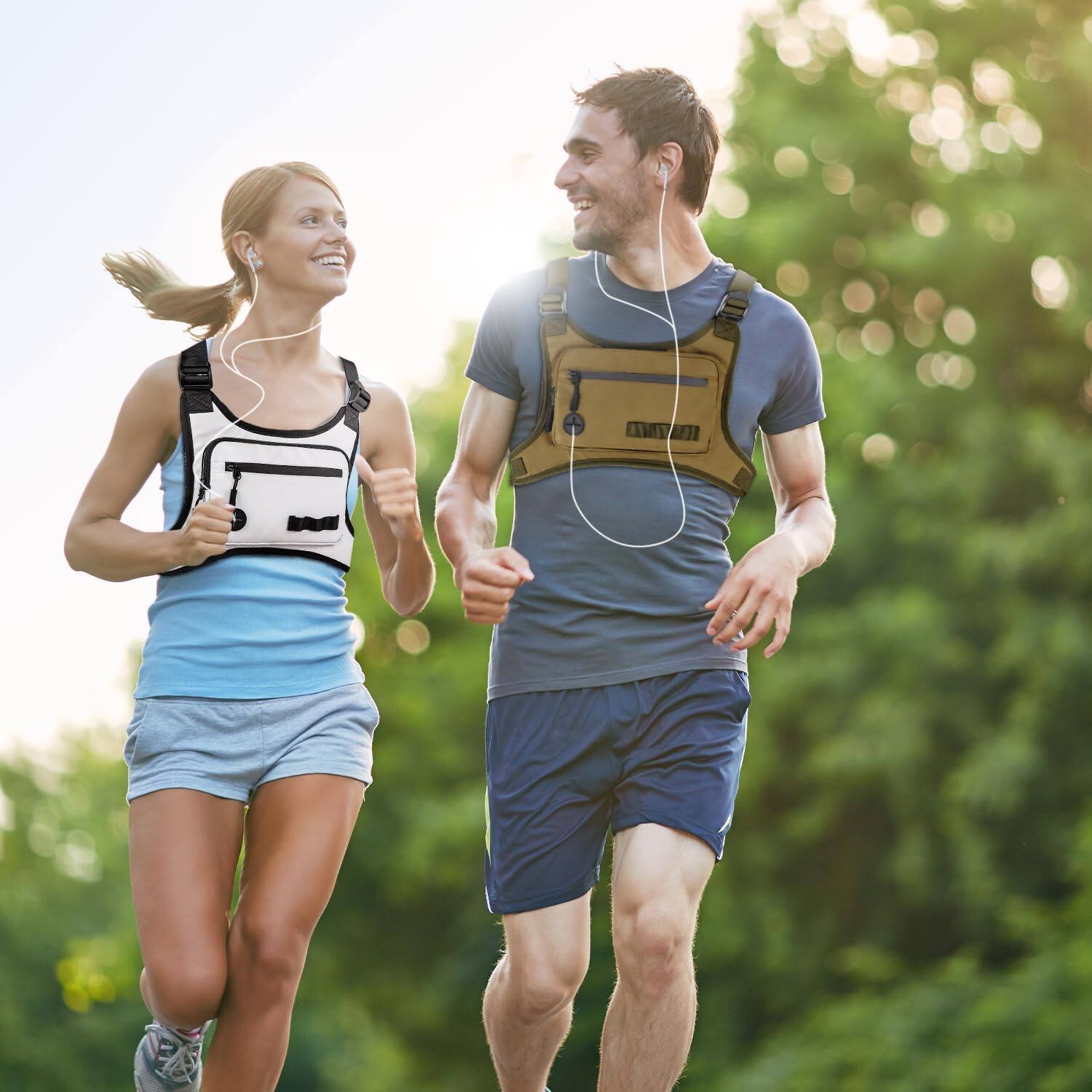 Alt View 7. Wikistore - WIKISTORE Running Chest Pack for Men Women Lightweight Water Resistant with Phone Holder Brwon - Brown.