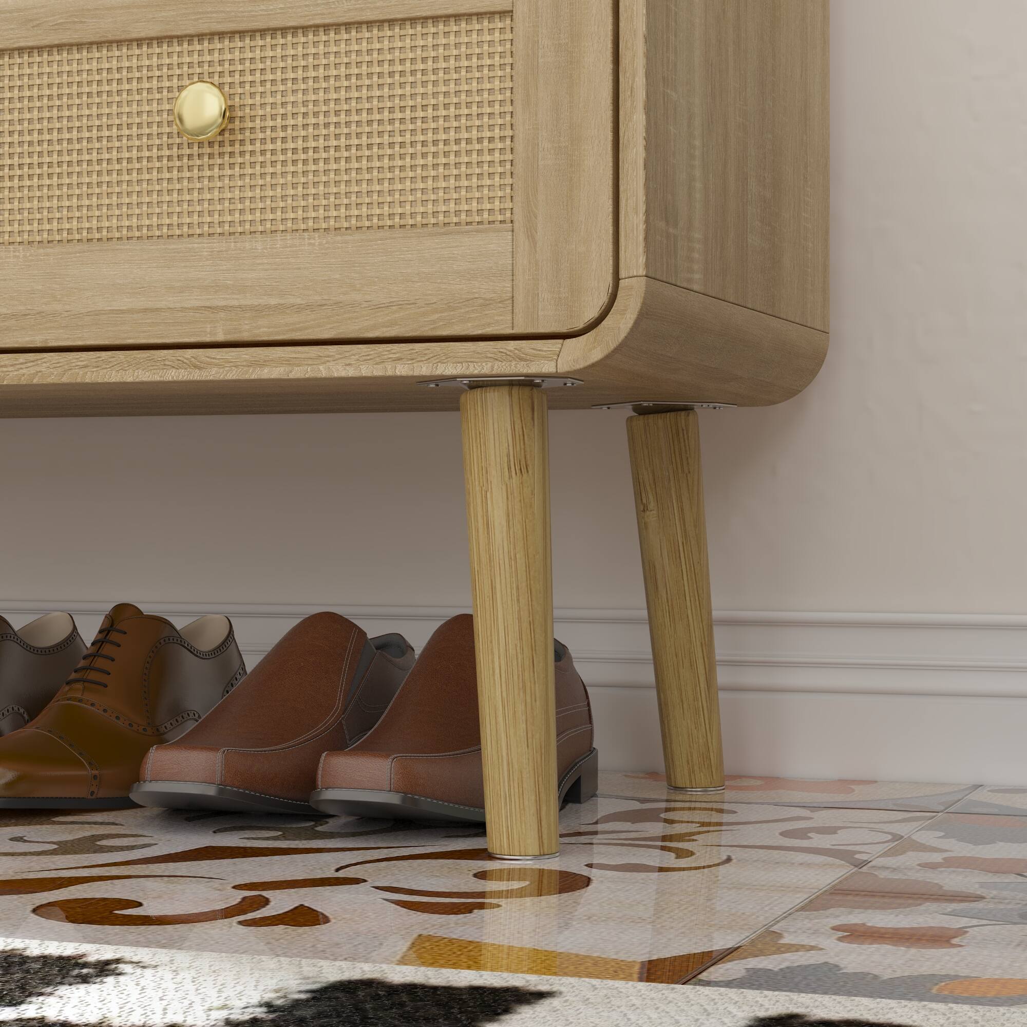 Alt View 2. FUFU & GAGA - FUFU&GAGA 5 - Drawer Vertical Dresser with Anti - Tip & Rattan Accents - Wooden.