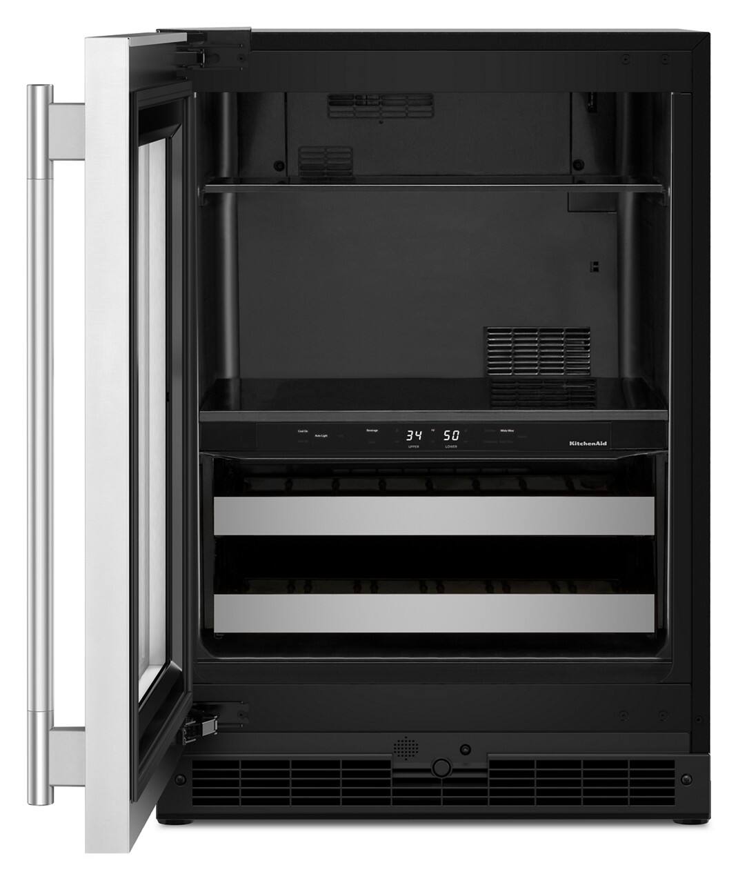 Alt View 1. KitchenAid - 24" Beverage Center with Glass Door and Metal-Front Racks - Black Cabinet/Stainless Doors.