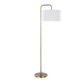 APRILSOUL - Puck 63.75in Contemporary Metal Floor Lamp Metal with White Linen Shade from Grandview Gallery by LumiSource - Gold