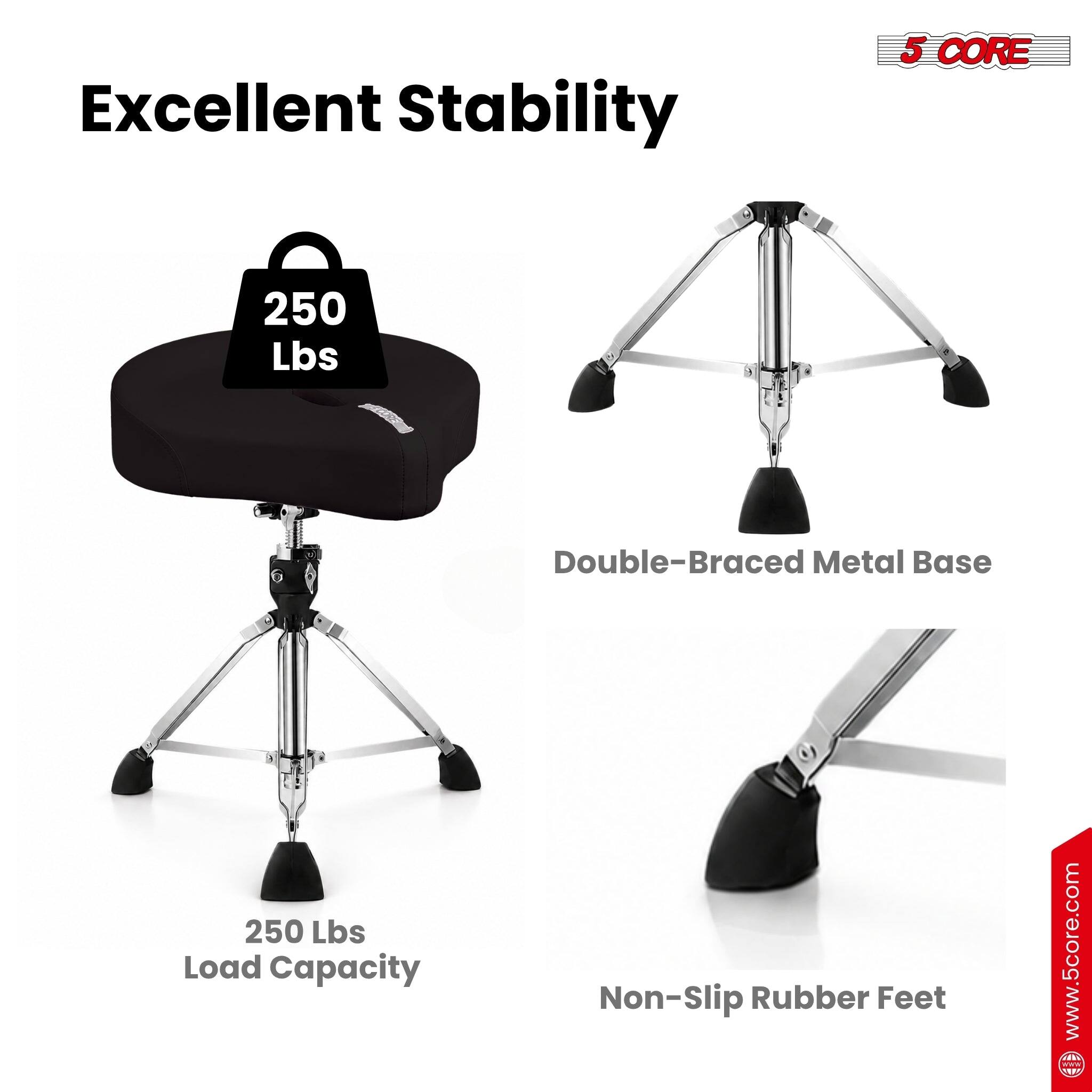Excellent Stability  
5 CORE  
250 Lbs Double-Braced Metal Base  
250 Lbs Load Capacity  
Non-Slip Rubber Feet  
www.5core.com