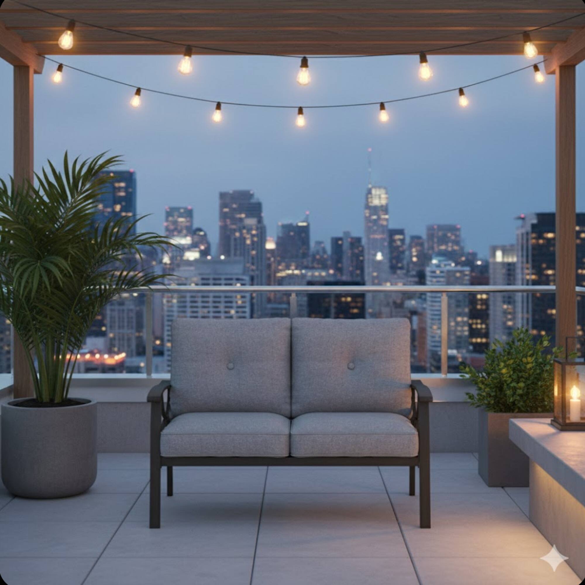 Left. Mondawe - 48" All-Weather Metal Loveseat with Cushions and black Frame - Black+Grey.