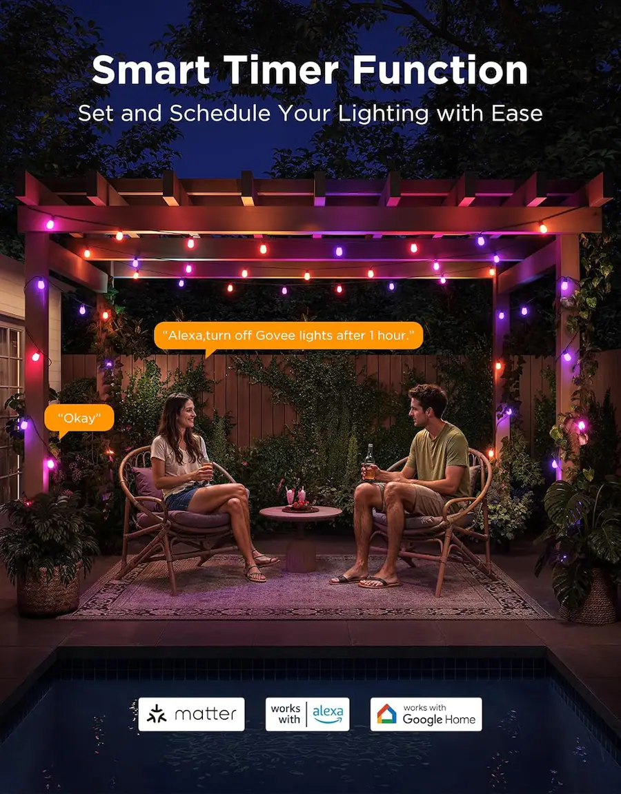 Govee Smart Outdoor S14 Bulb String Lights 2 Black H702B - Best Buy
