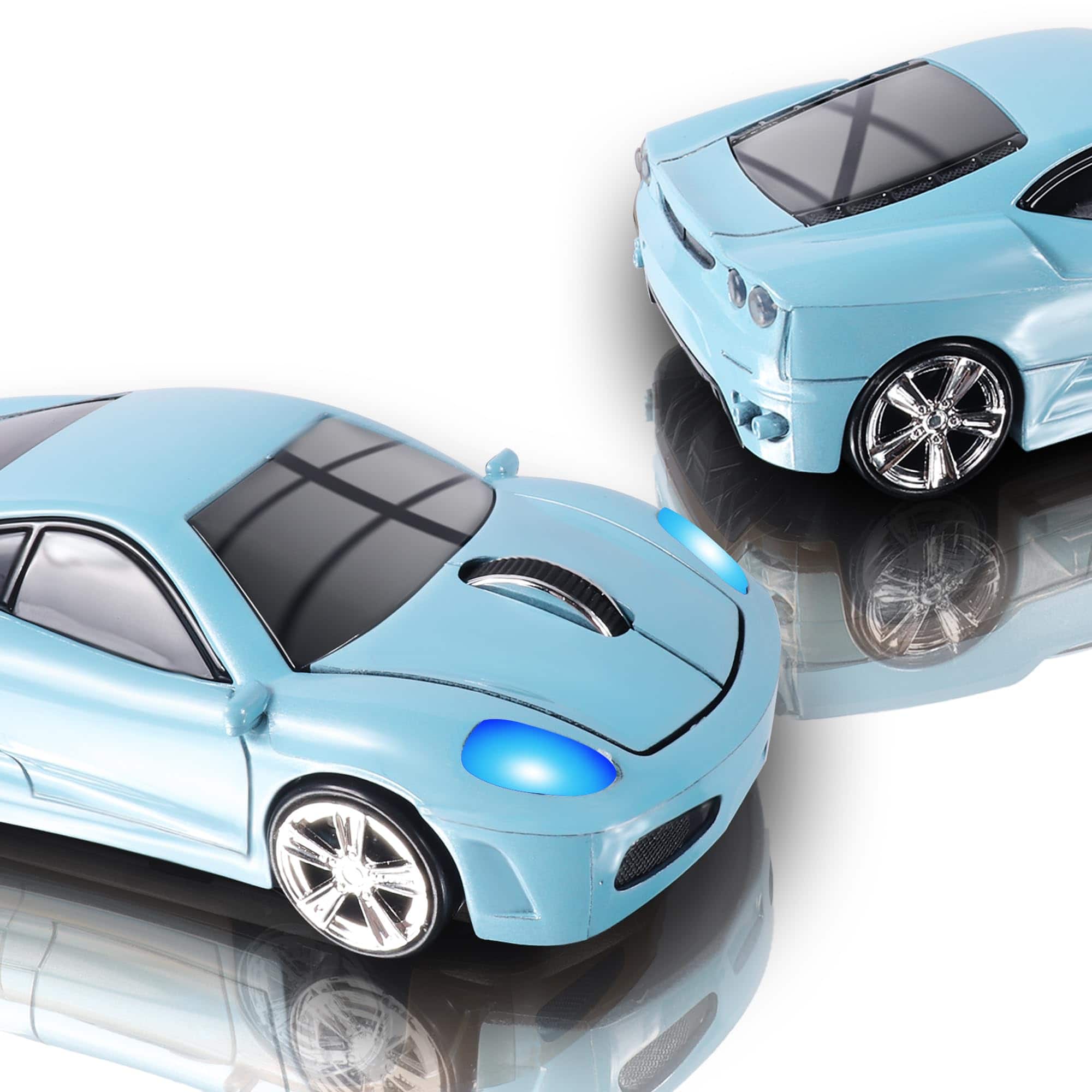 PO3TICJUNKI3 - Mouse 4ghz Cool Sport Car Shape Optical Cordless Mice With Receiver Laptop Computer Buttons - Wired - light blue