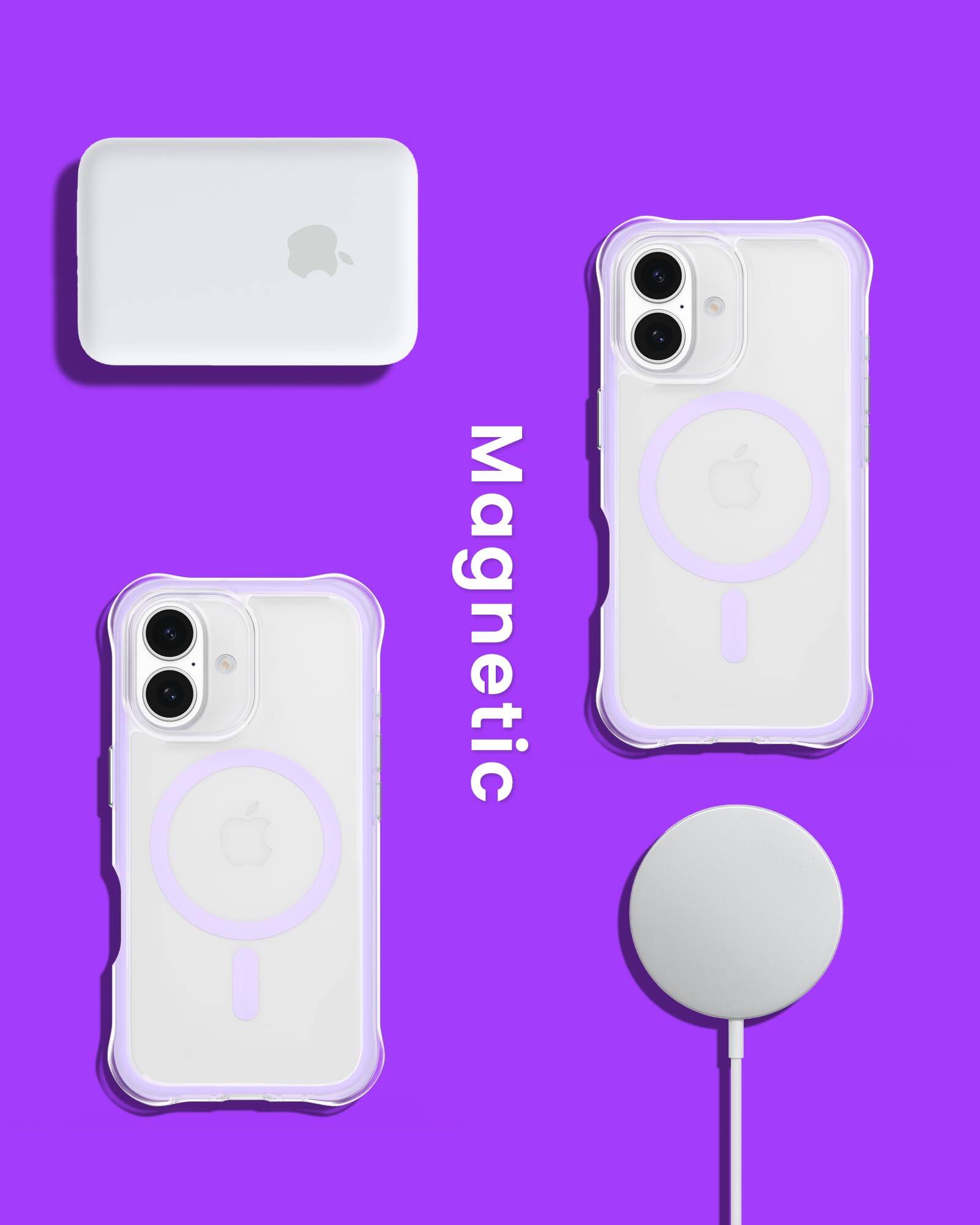 Alt View 6. Ornarto - ORNARTO Air Case for iPhone 16 Clear, Compatible with MagSafe, Military-Grade Drop Protection Cover-Purple - Purple.