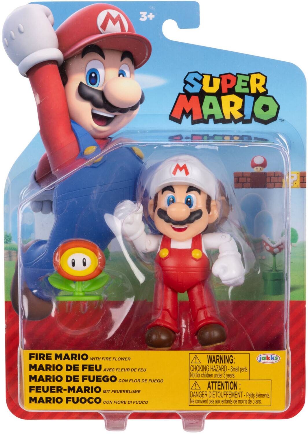 3+ SUPER MARIO™ FIRE MARIO WITH FIRE FLOWER  
MARIO DE FEU AVEC FLEUR DE FEU  
MARIO DE FUEGO CON FLOR DE FUEGO  
FEUER-MARIO MIT FEUERBLUME  
MARIO FUOCO CON FIORE DI FUOCO  

WARNING: CHOKING HAZARD - Small parts. Not for children under 3 years.  
ATTENTION: DANGER D'ÉTOUFFEMENT - Petits éléments. Ne convient pas aux enfants de moins de 3 ans.
