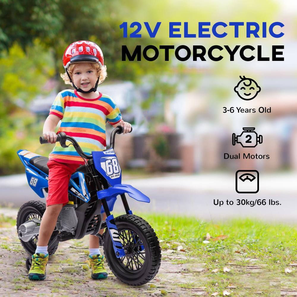 12V ELECTRIC MOTORCYCLE  
3-6 Years Old  
Dual Motors  
Up to 30kg/66 lbs.