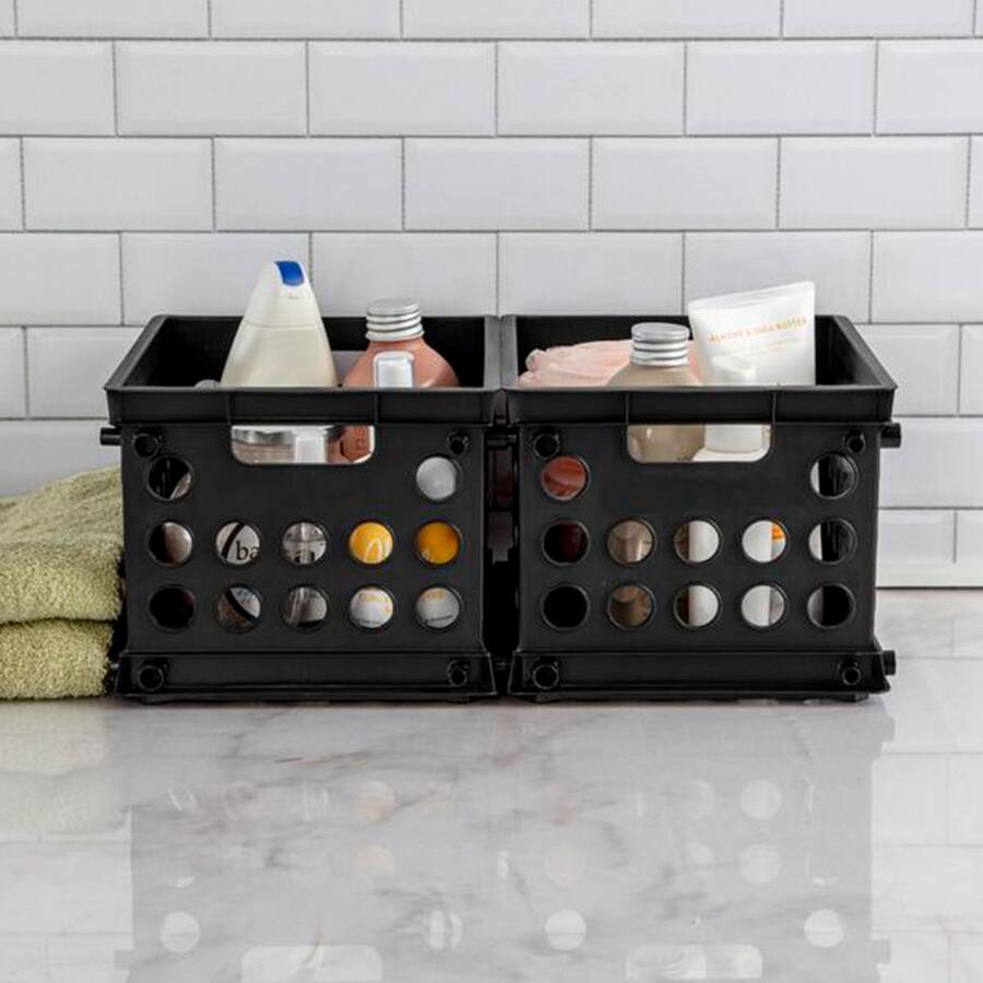Sterilite Mini Crate, Stackable Plastic Storage Bin with Handles, 24 ...