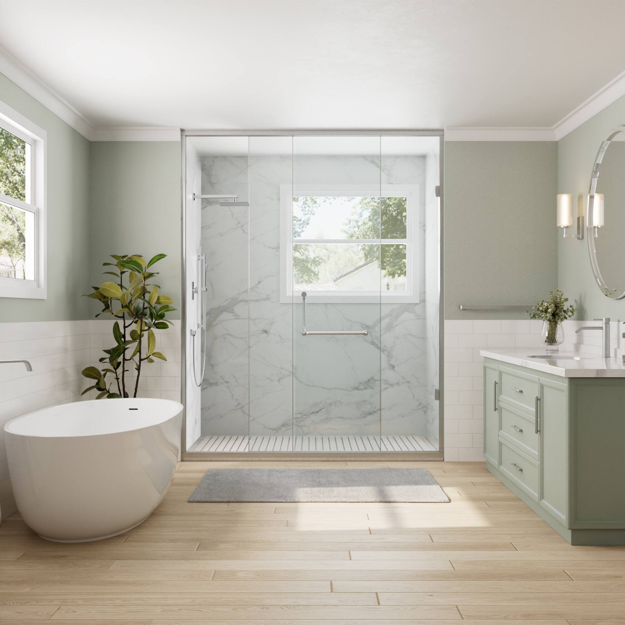 Alt View 7. GRANDJOY - 10" High Pressure Rain Shower System with Handheld Shower and 2-Function Mixer Valve - Brushed Nickel.