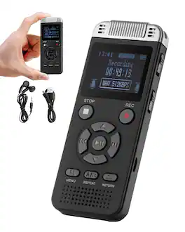 Glintex - Voice Recorder, 128GB Digital Audio Recorder with Voice Activation, Playback, Password Protection and 8730-Hour Storage