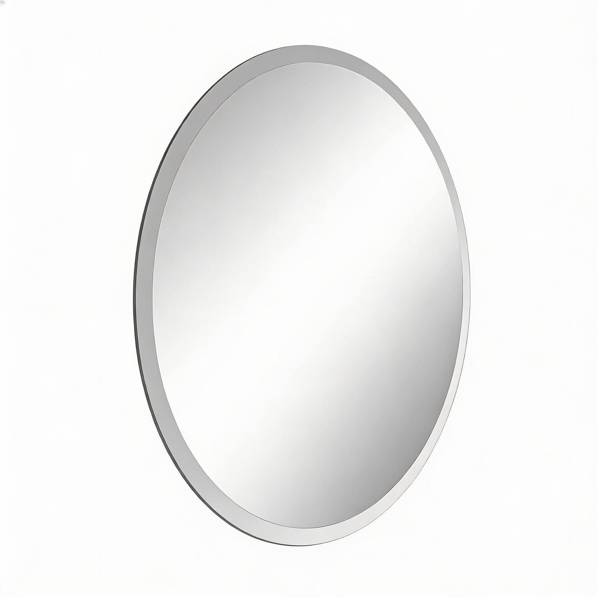 Front. METALTON - Oval Beveled Edge With Safety Backing Frameless Wall Mounted Hooks For Bedroom Vanity Room Bathroom Living - 36"L x 24"W Oval.