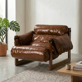 E.P. Light - Vintage Solid Wood Leisure Chair - Brown