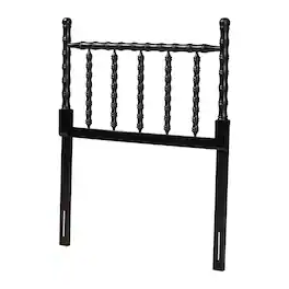 Baxton Studio - Edaline Bamboo Motif Headboard - Crafted Wood Panel with Decorative Turned Spindle Design for Boho Costal Bedroom, Twin - Black