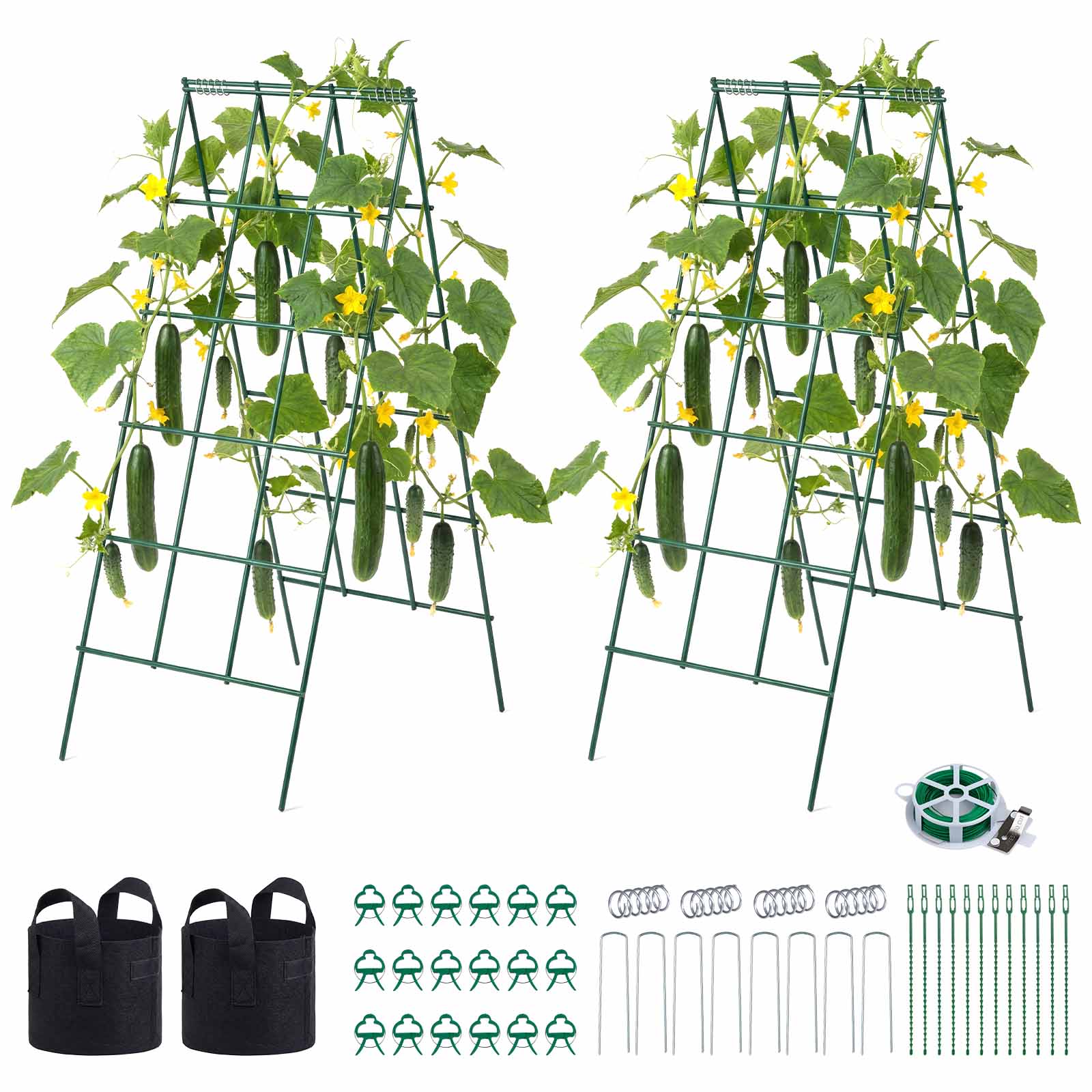VEVOR - Cucumber Trellis 4 Pack, A-Frame Garden Trellises for Raised Bed, Metal Rustproof Coating Plant Support for Vine - Green price history on PriceWatchPro