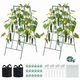 VEVOR - Cucumber Trellis 4 Pack, A-Frame Garden Trellises for Raised Bed, Metal Rustproof Coating Plant Support for Vine - Green