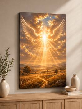 FC Design - Large Angel Wings Heaven Light Wall Art Canvas Print 24x36" Celestial Fantasy Magical Painting for Home Decor - MultiColor