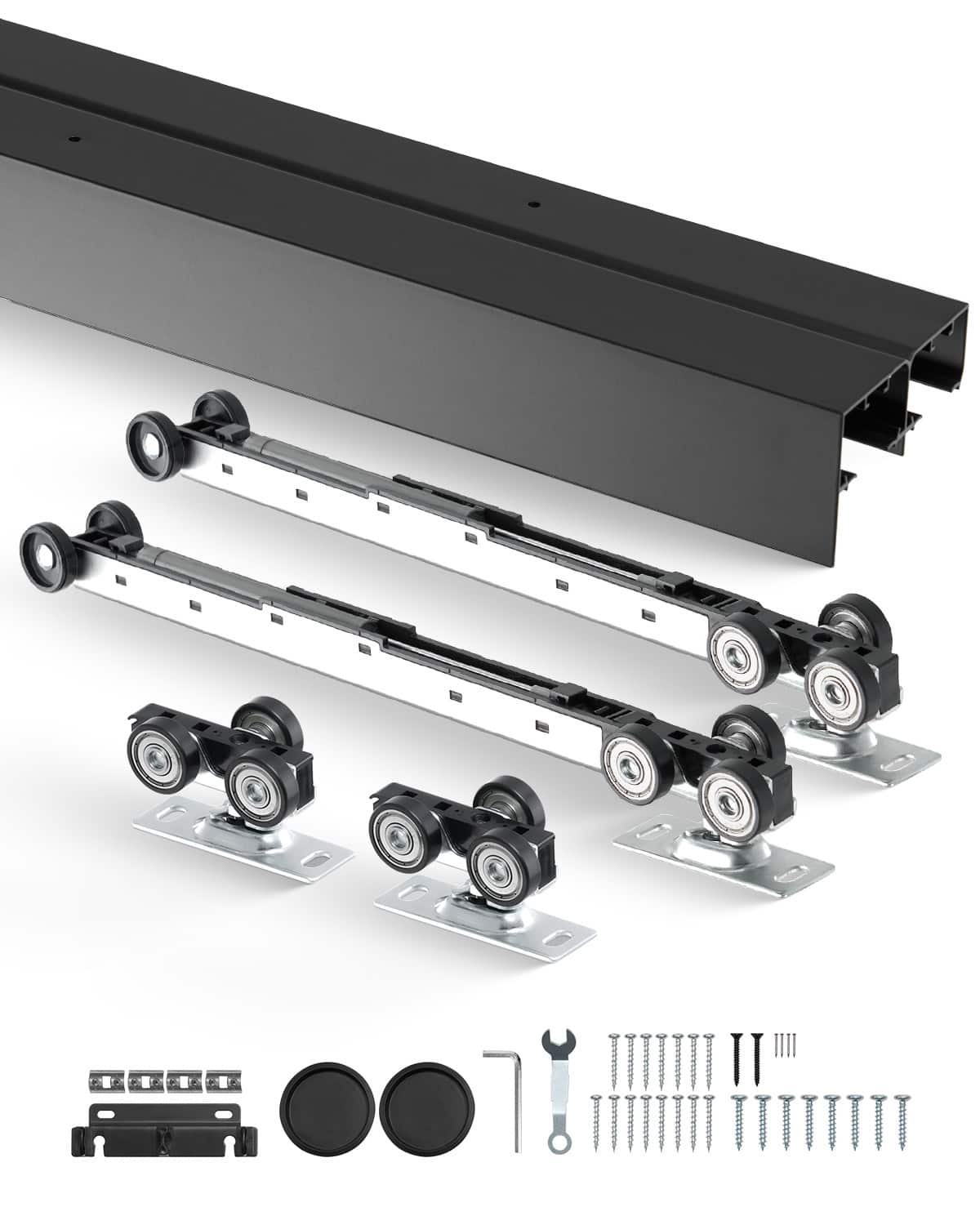VEVOR - Bypass Door Hardware, 8ft Heavy Duty Bypass Sliding Door Hardware Kit, Aluminum Alloy Sliding Closet Door Hardware Set - Black price history on PriceWatchPro
