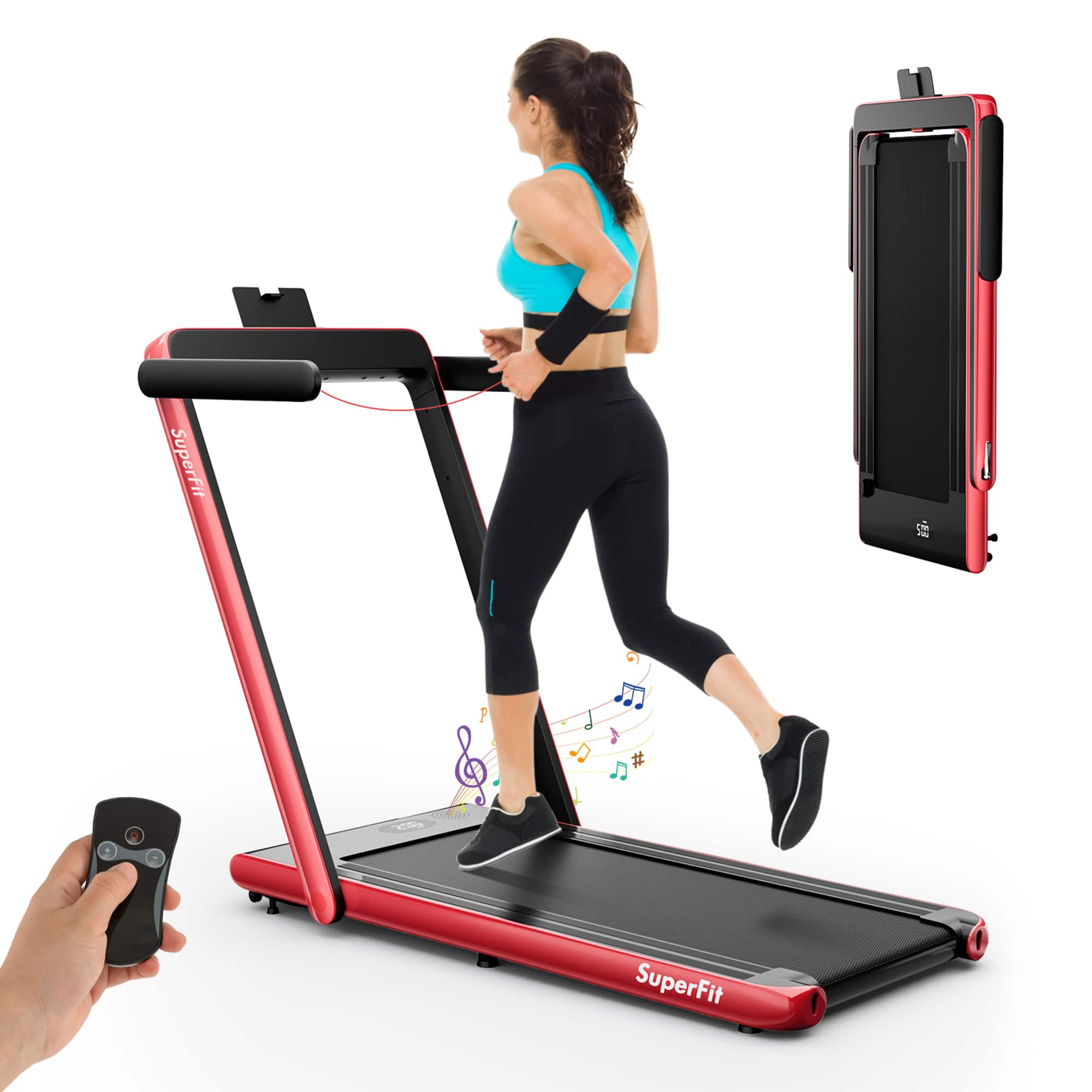 Gymax - Motorized Treadmill Folding Under Desk Electric Treadmill W/APP - Red
