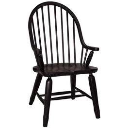 Liberty Furniture Industries - Treasures Bow Back Arm Chair - Black in Rustic Oak - Brown