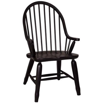 Front. Liberty Furniture Industries - Treasures Bow Back Arm Chair - Black in Rustic Oak - Brown.