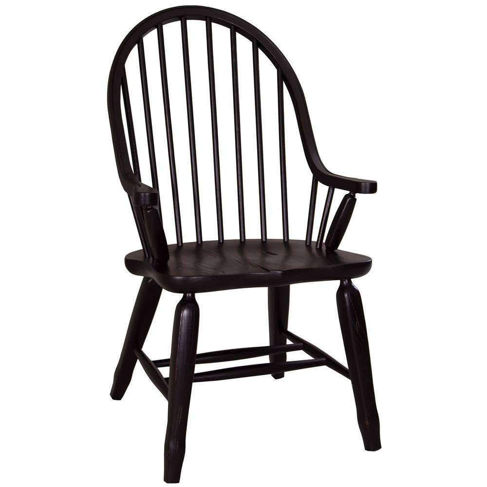 Front. Liberty Furniture Industries - Treasures Bow Back Arm Chair - Black in Rustic Oak - Brown.